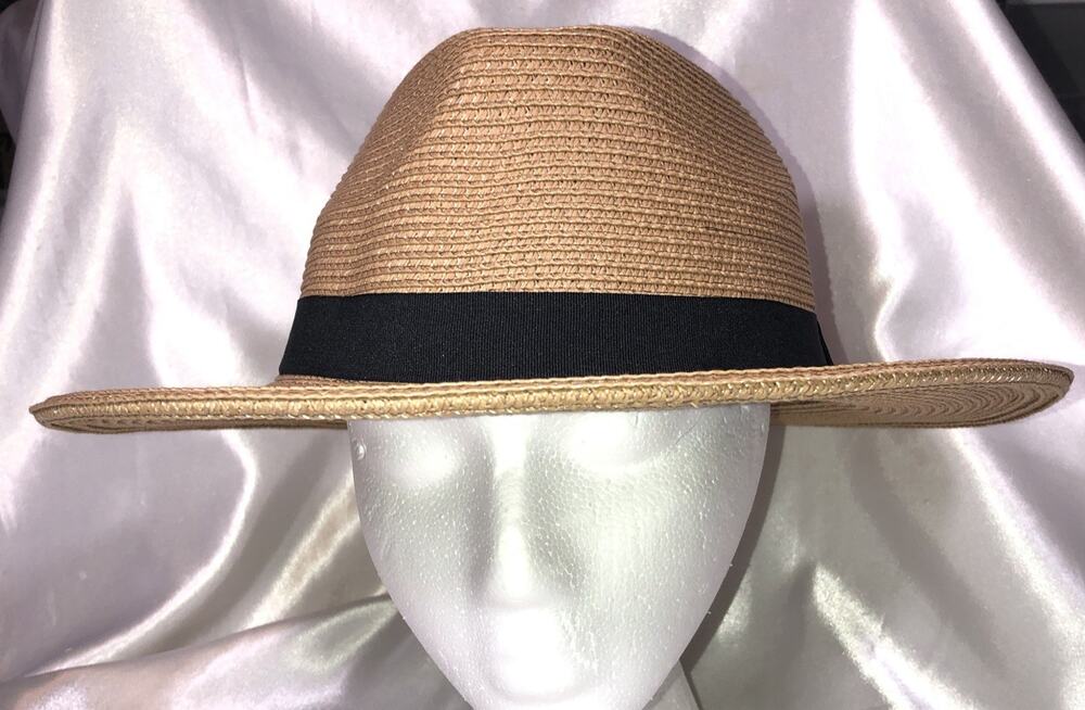 Solar Escape Hat Straw Fedora One Size Unisex Brown Wide Brim Adjustable